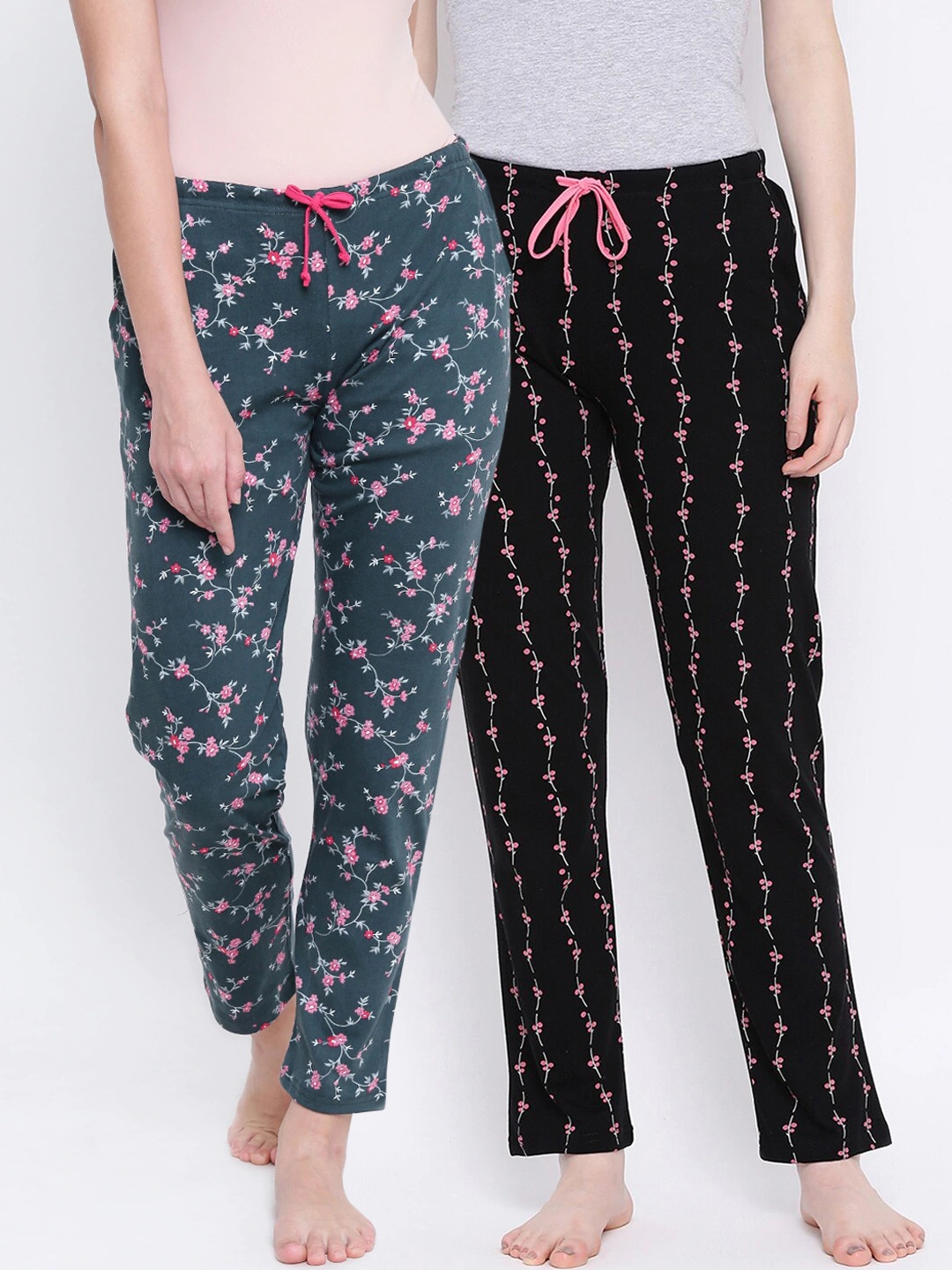 

Kanvin Women Pack Of 2 Printed Lounge Pants, Teal