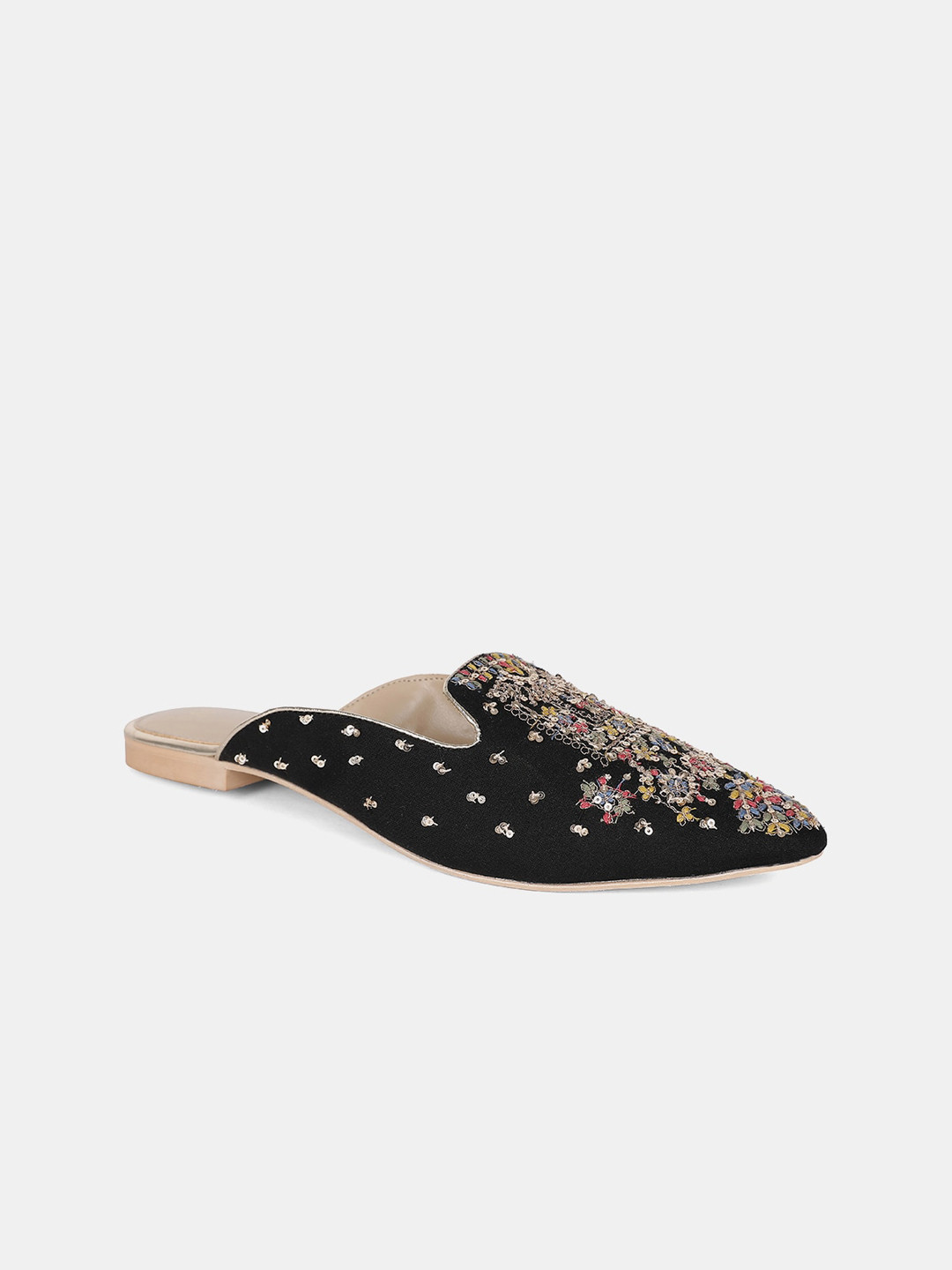 

W Women Black Woven Design Fabric Mules
