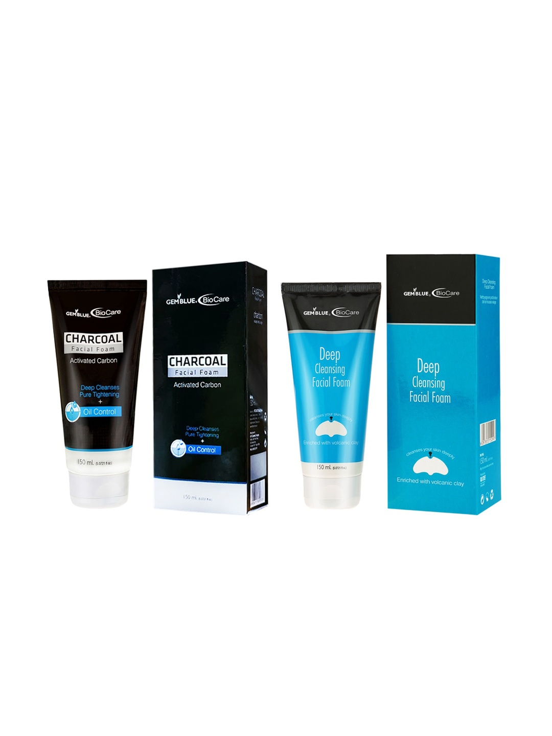 

GEMBLUE BioCare Charcoal Deep & Cleansing Facial Foam Combo 300 ml, Black