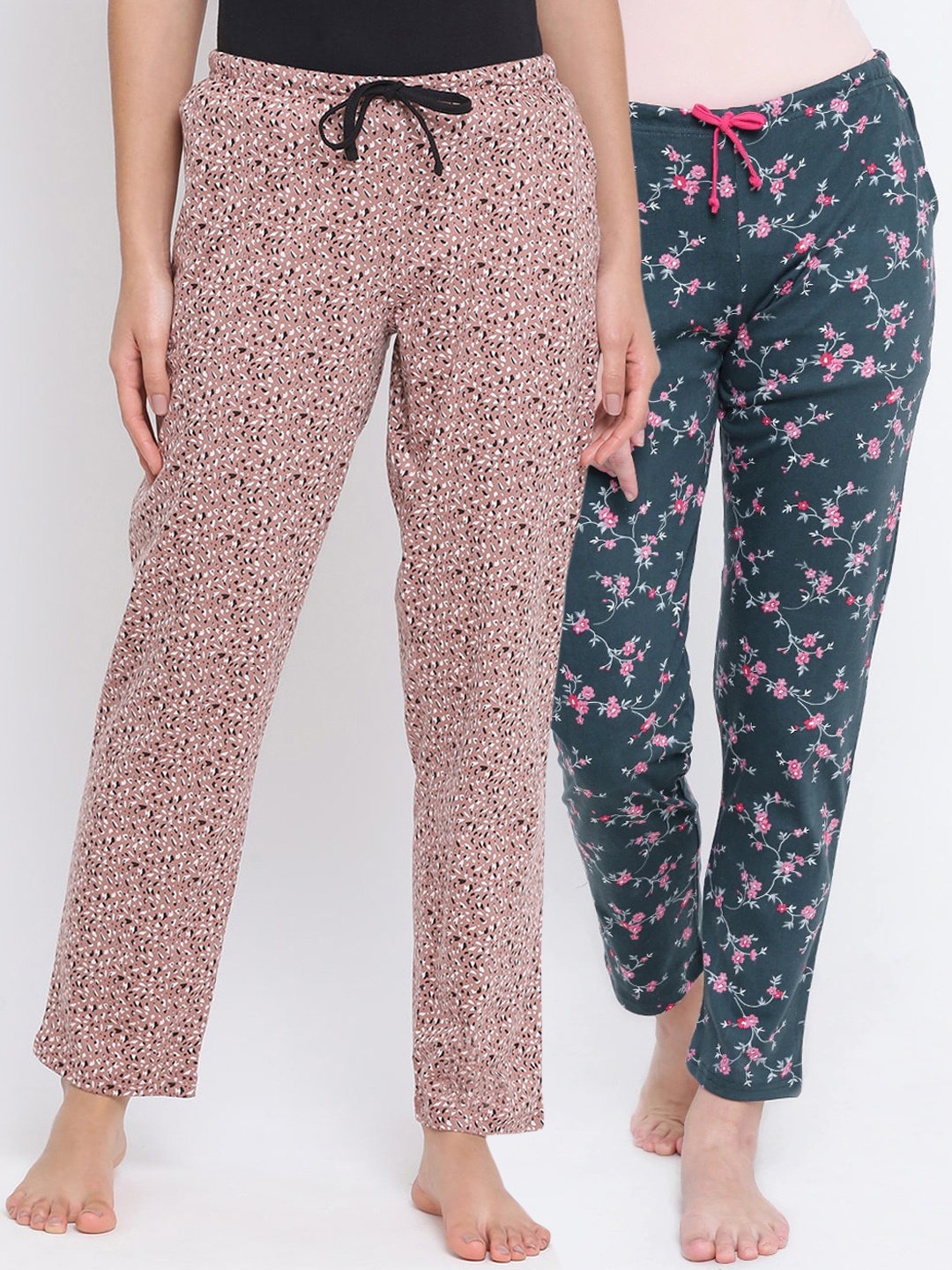 

Kanvin Women Pack of 2 Printed Cotton Lounge Pants, Taupe
