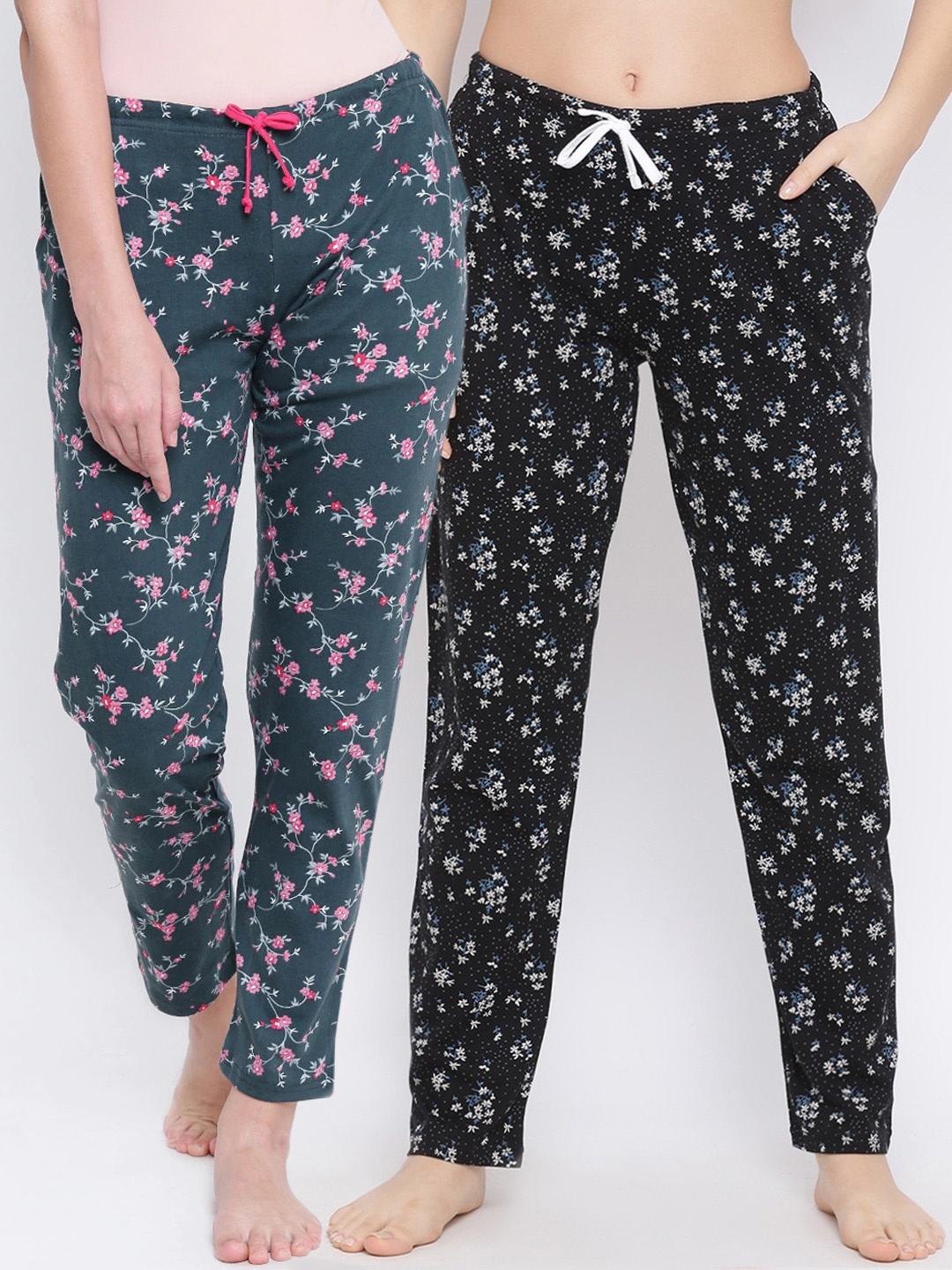 

Kanvin Women Pack Of 2 Printed Lounge Pants, Green