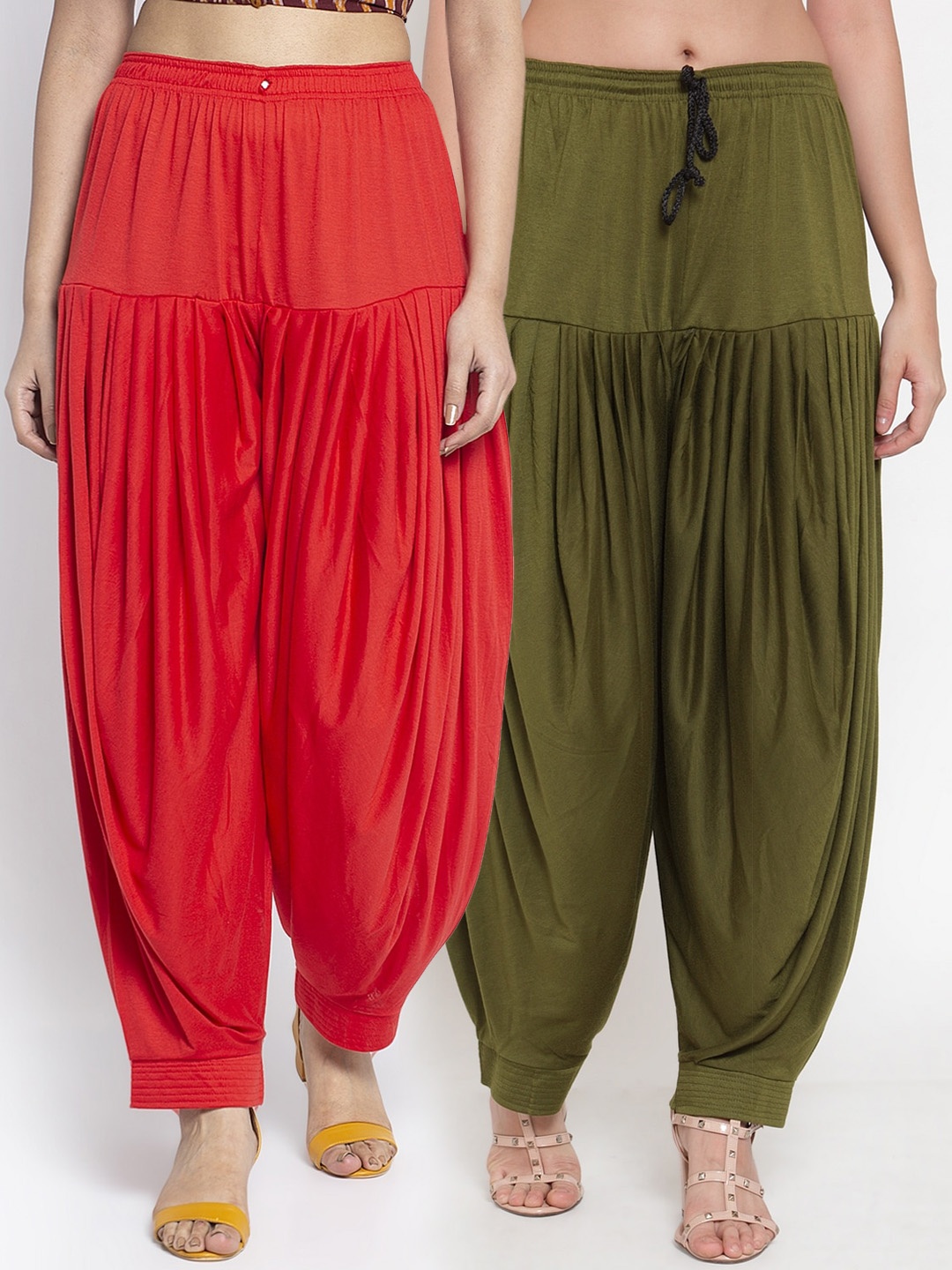 

GRACIT Women Pack Of 2 Solid Loose-Fit Patialas, Red
