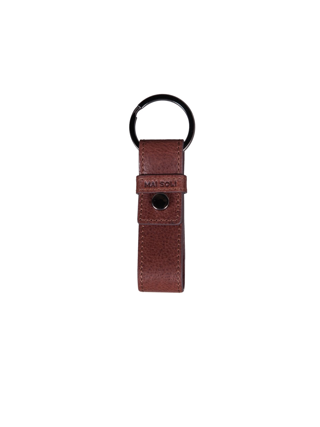 

MAI SOLI Unisex Tan Brown Solid Leather Metal Key Ring