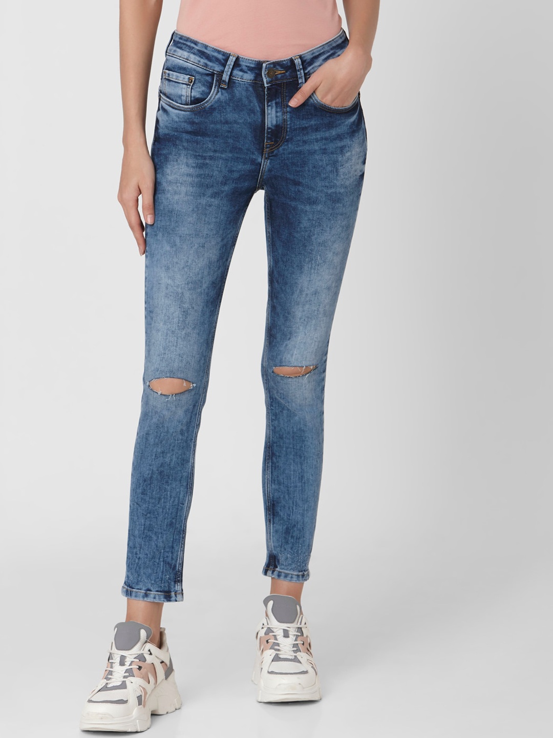 

Vero Moda Women Blue Heavy Fade Skinny Fit Jeans