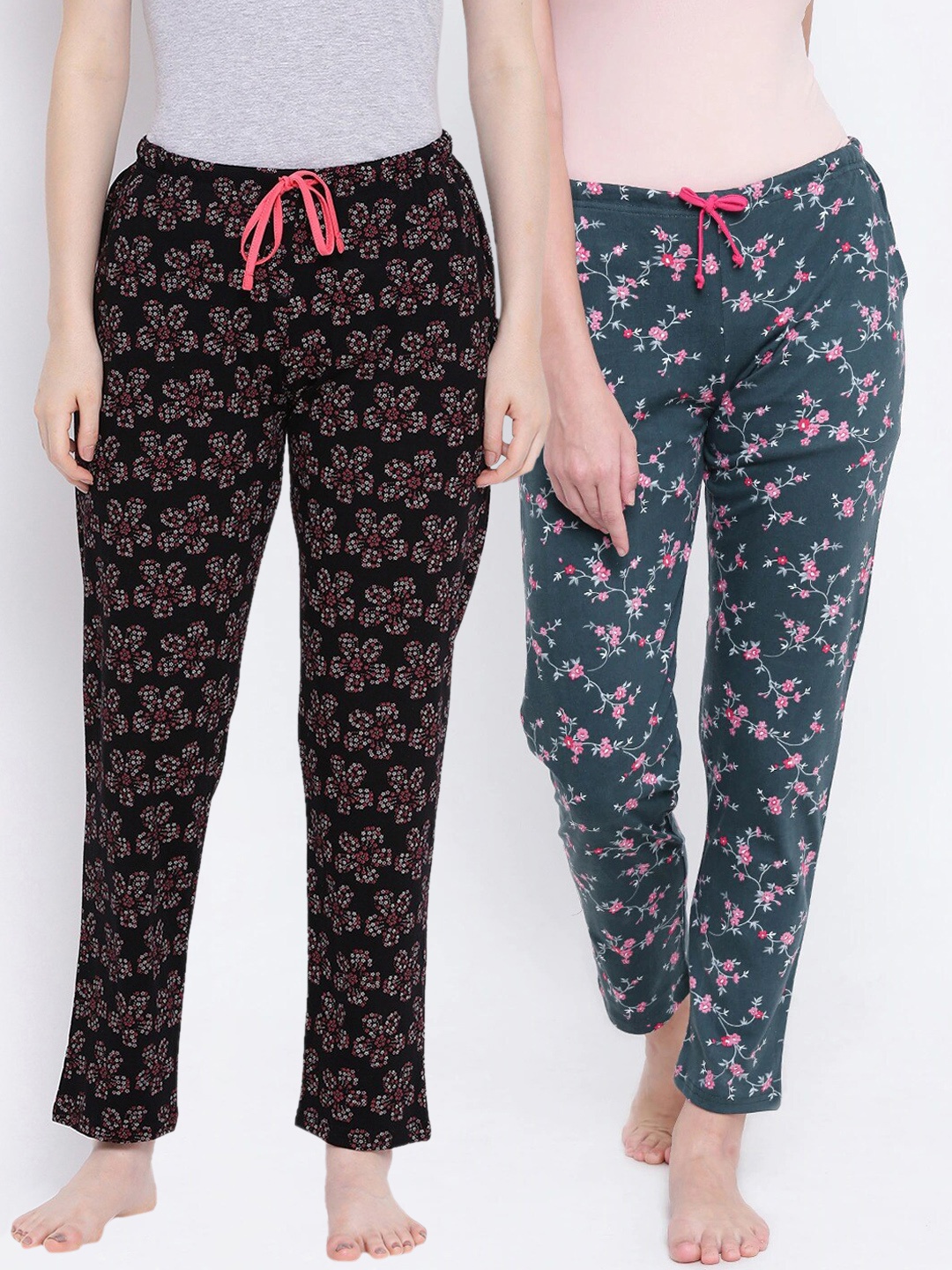 

Kanvin Women Pack Of 2 Printed Lounge Pants, Green