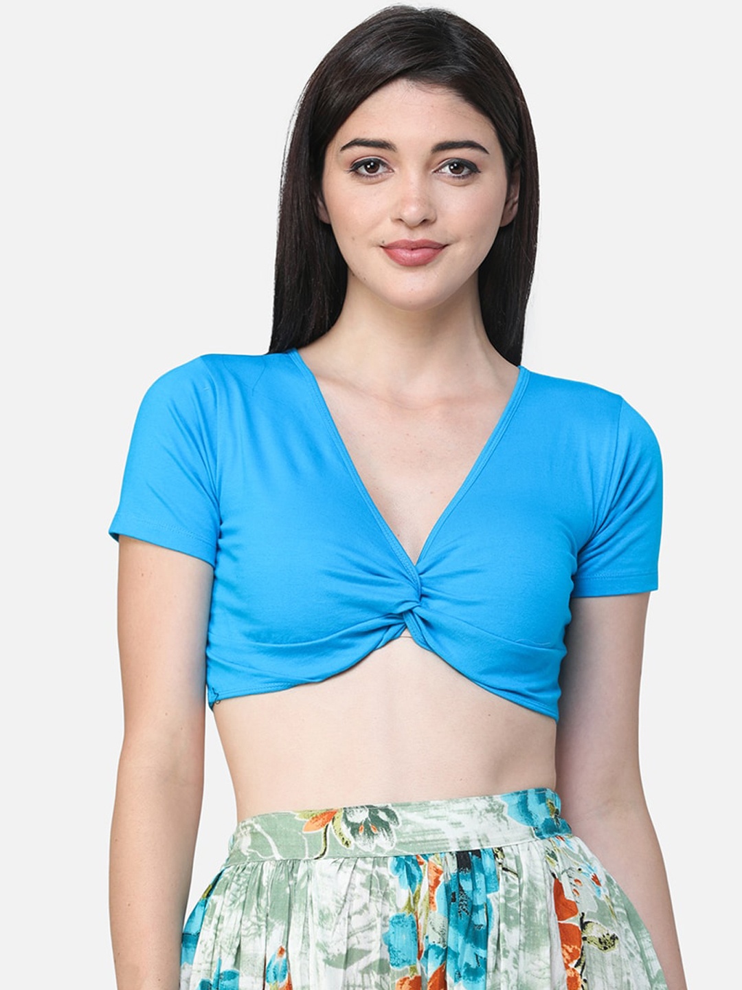 SCORPIUS Women Blue Solid Tube Top