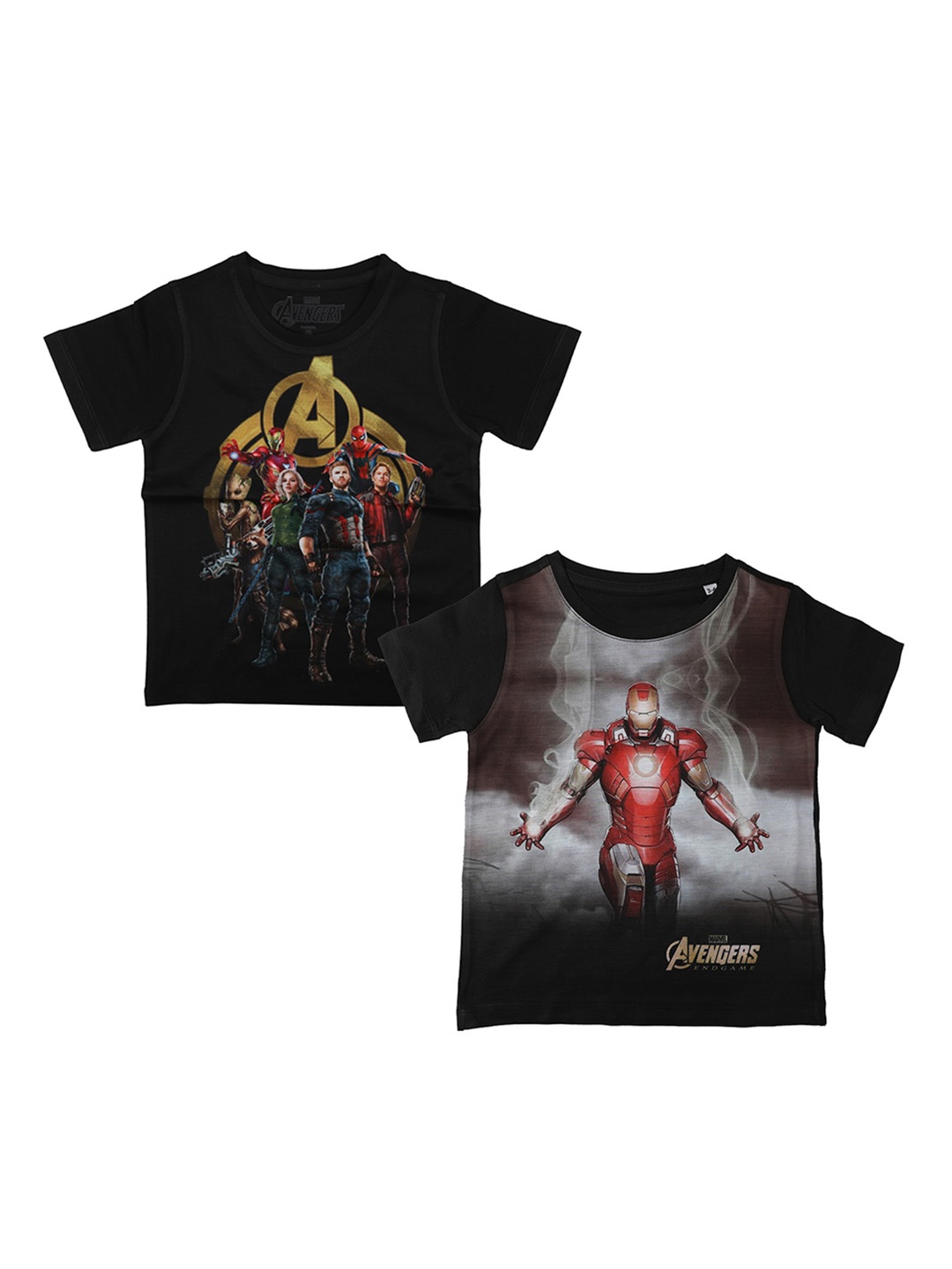 

Marvel by Wear Your Mind Boys Pack Of 2 Black Printed Round Neck T-shirts