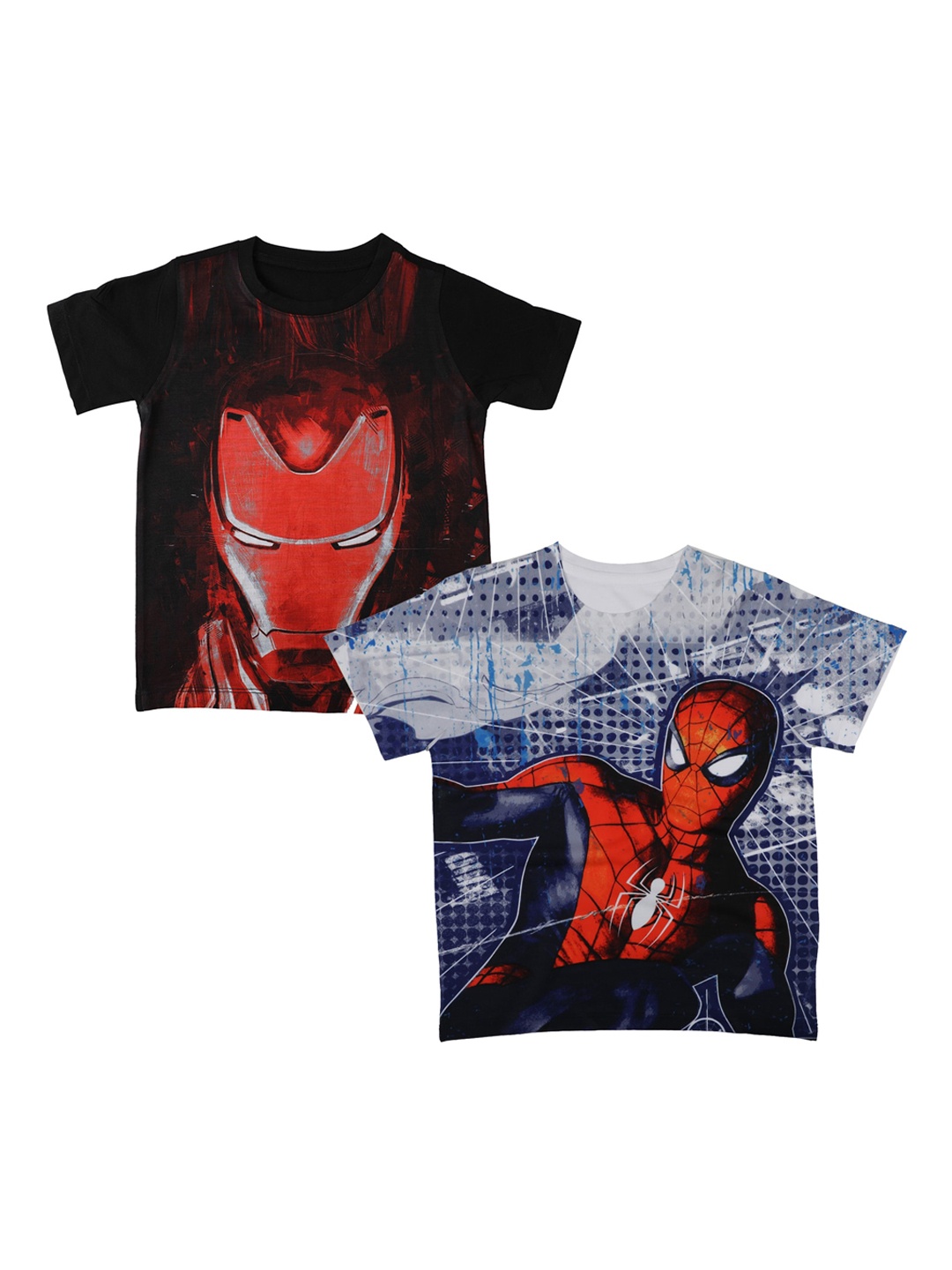

Marvel by Wear Your Mind Boys Pack Of 2 Avengers Printed Round Neck T-shirts, Black