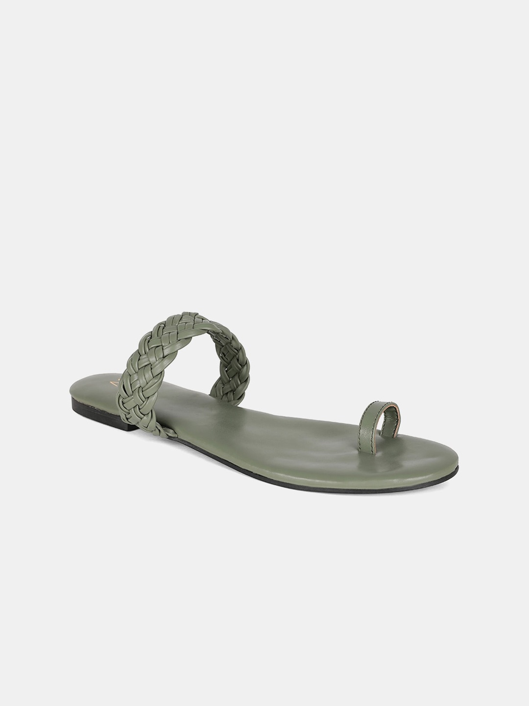 

W Women Green Woven Design PU One Toe Flats