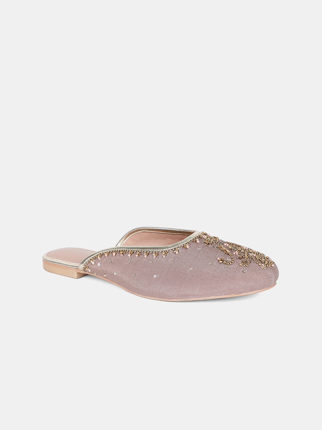 

W Women Mauve Embellished Fabric Mules