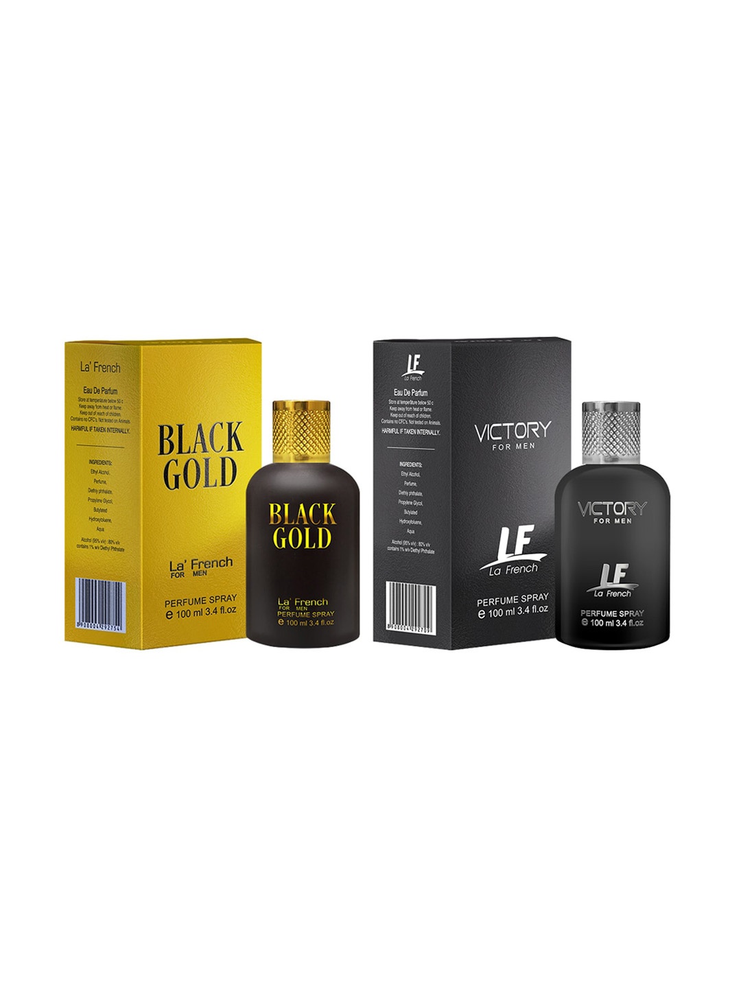 

La French Men Set of Victory & Black Gold Eau De Parfum - 100ml Each, Yellow