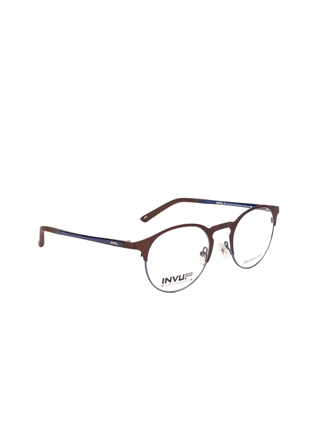 

INVU Women Brown & Blue Colourblocked Full Rim Round Frames