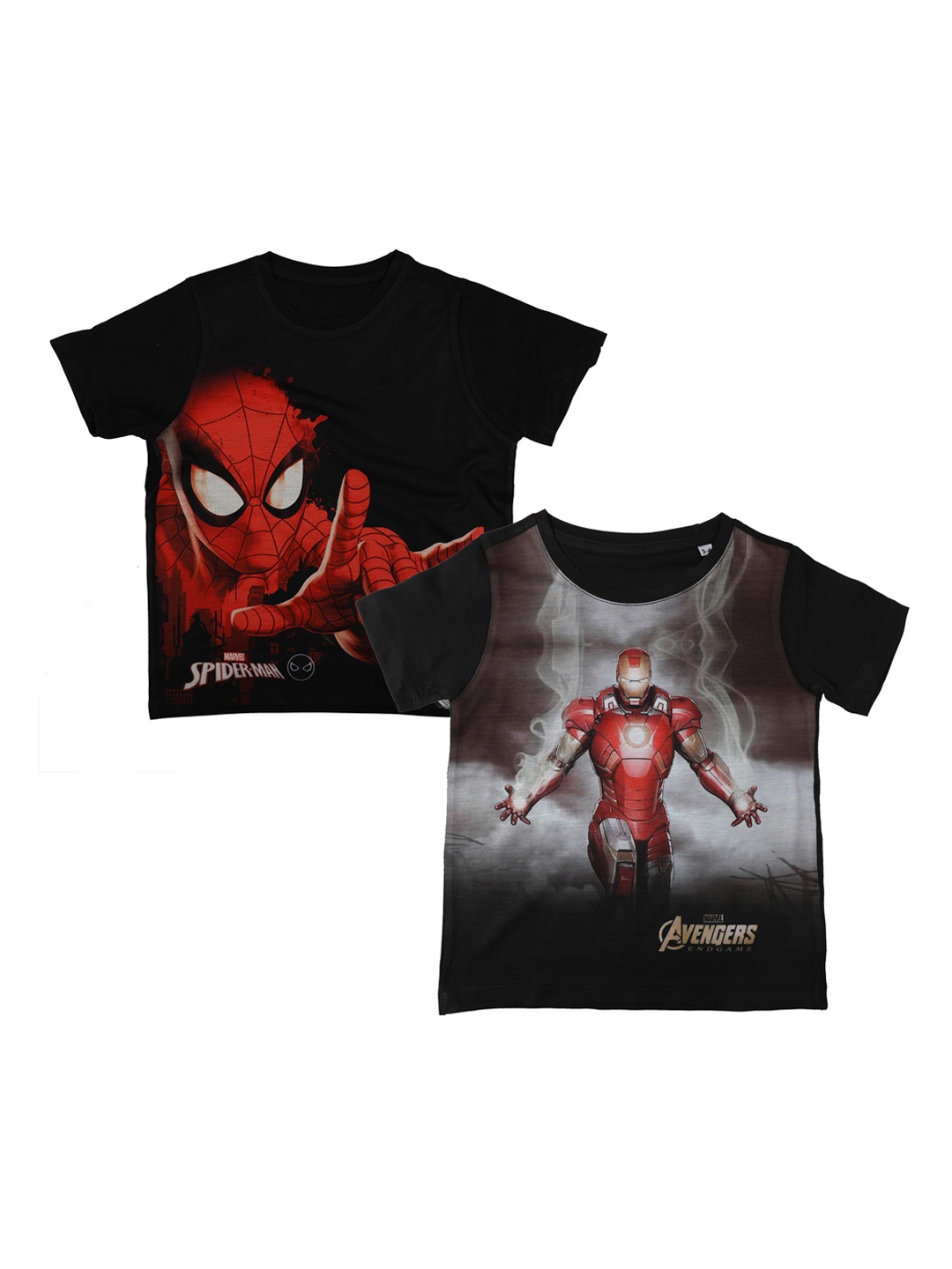 

Marvel by Wear Your Mind Boys Pack of 2 Black Spiderman Printed Round Neck T-shirts
