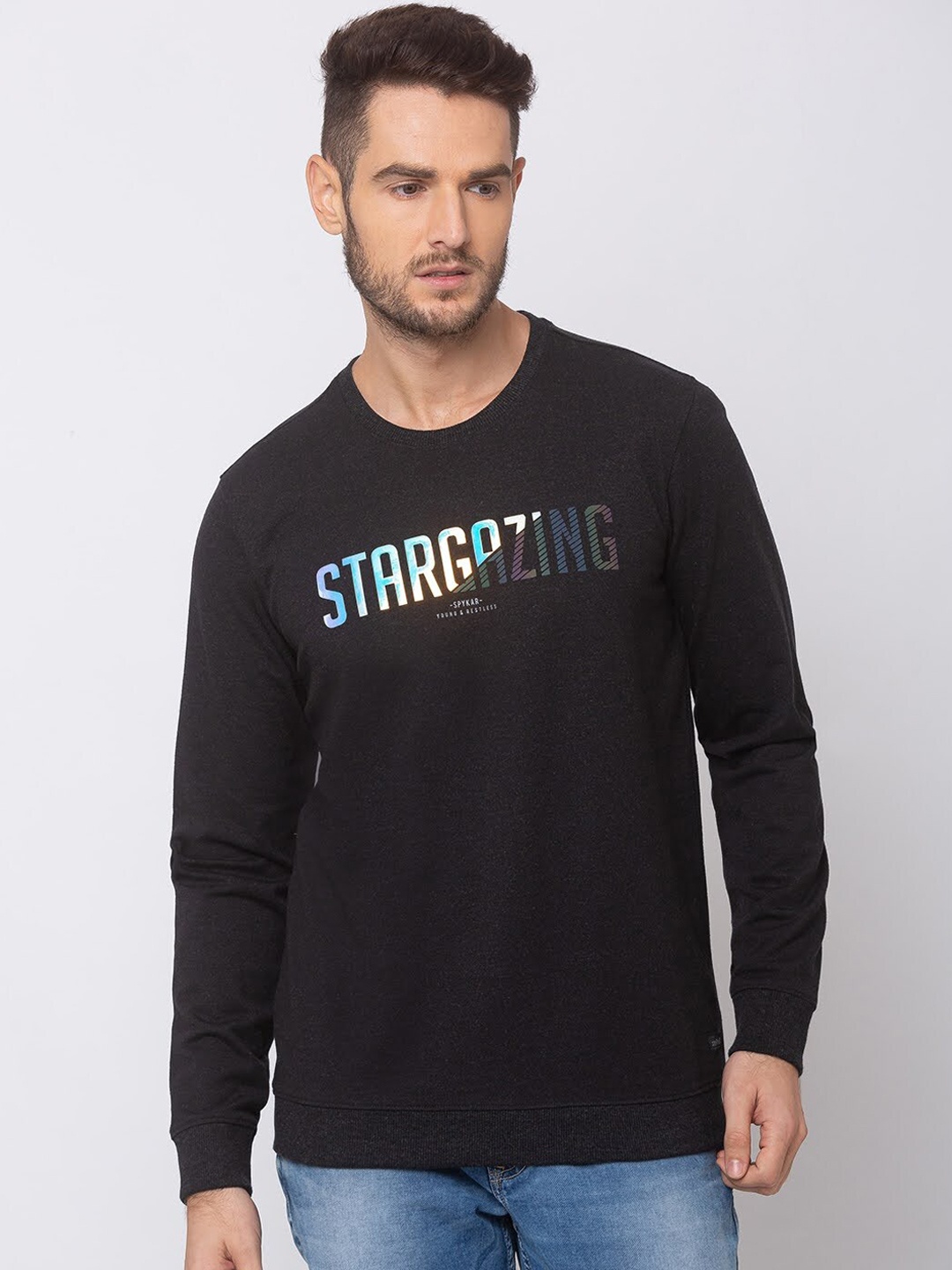 

SPYKAR Men Black Printed Sweatshirt