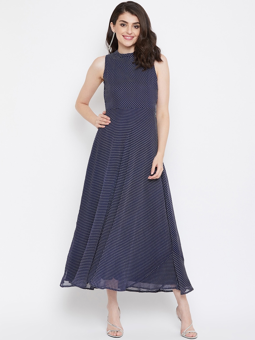 

La Zoire Women Navy Blue Printed Fit and Flare Dress