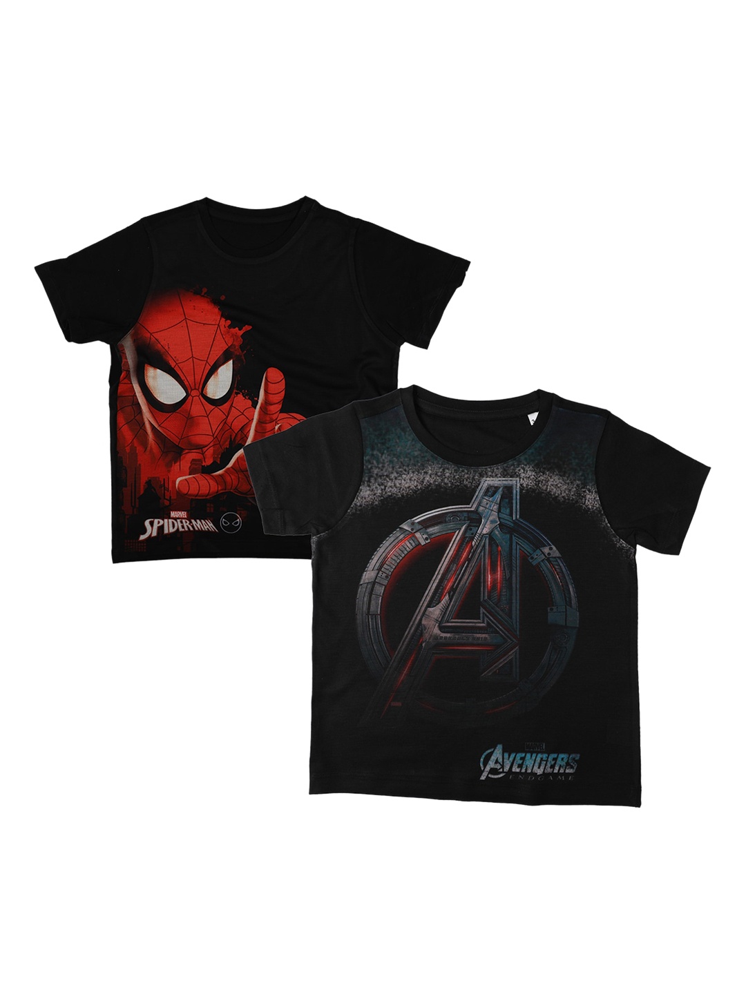 

Marvel by Wear Your Mind Boys Pack Of 2 Spiderman Printed Round Neck T-shirt, Black