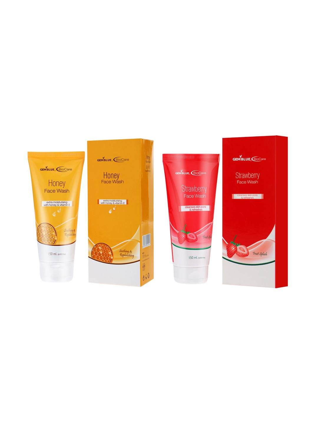 

GEMBLUE BioCare Set Of 2 Honey & Strawberry Face Wash, Orange