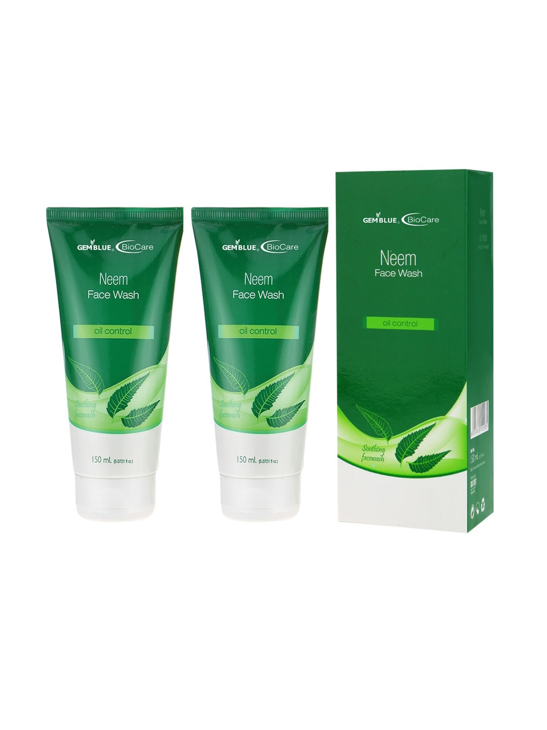 GEMBLUE BioCare Set Of 2 Neem Face Wash 150ml Each, Green