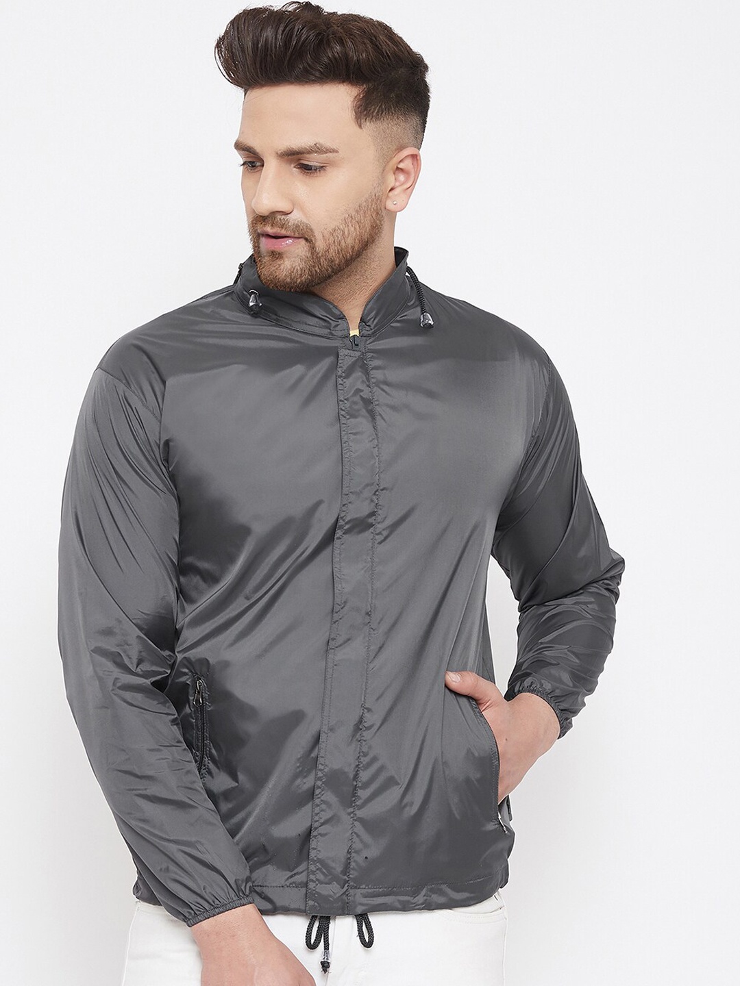 

Okane Men Grey Solid Rain Jacket
