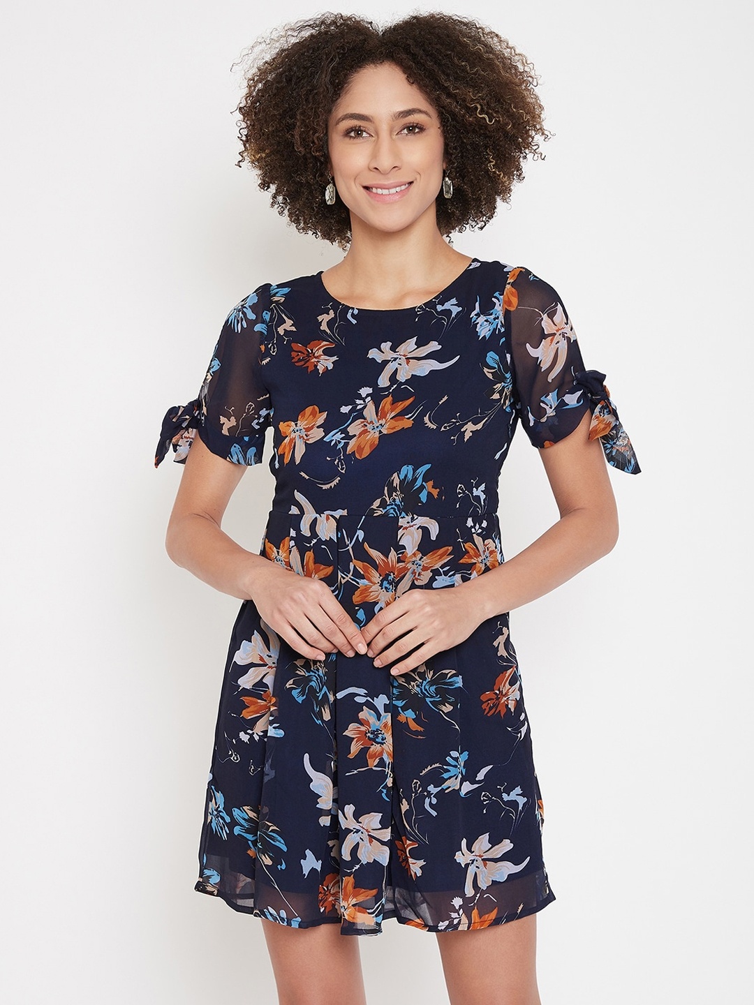 

La Zoire Women Navy Blue Printed A-Line Dress