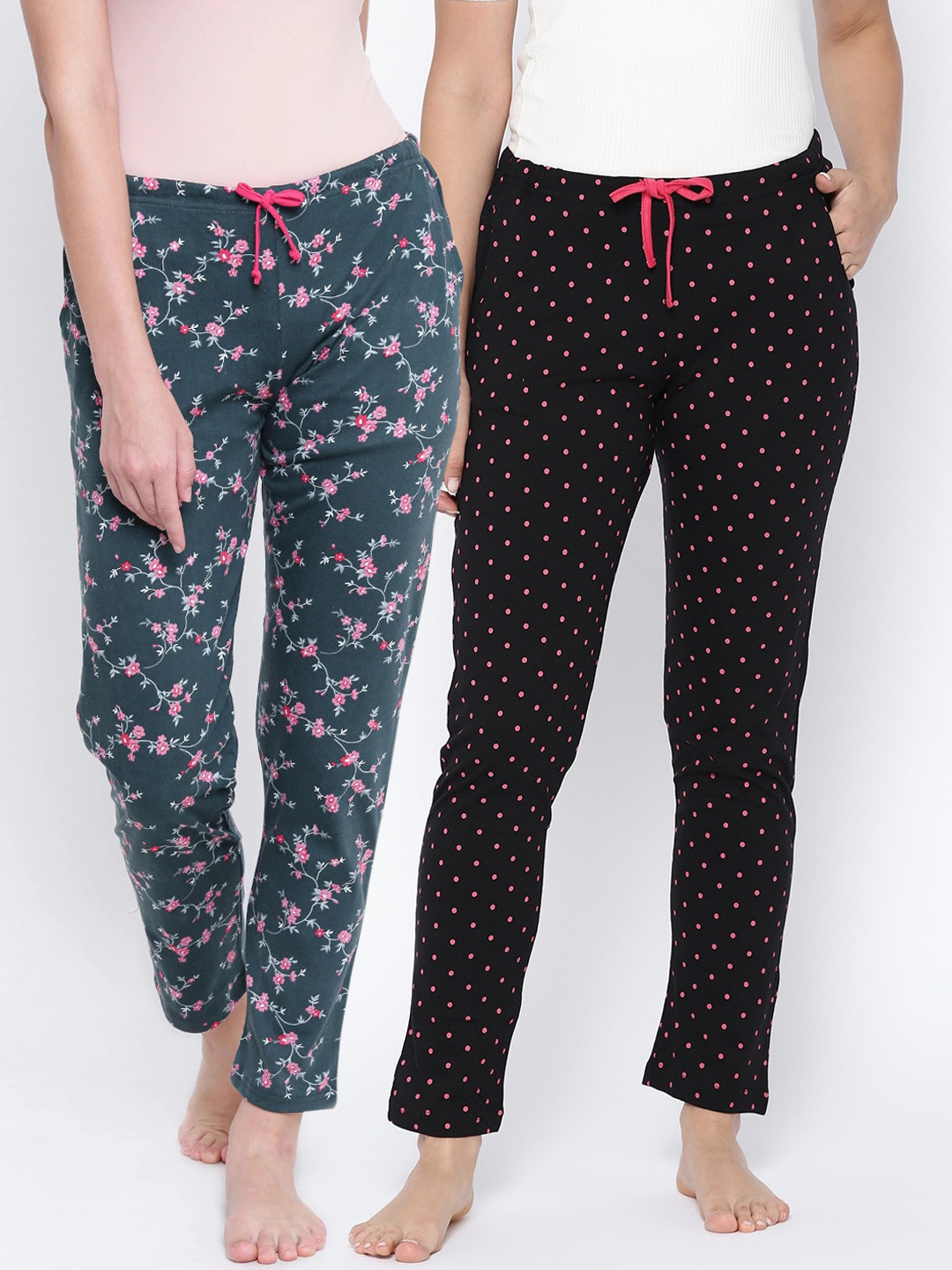 

Kanvin Women Pack of 2 Printed Lounge Pants, Black