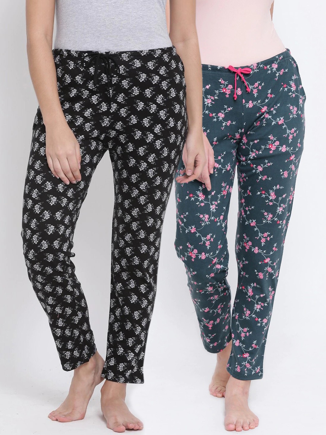 

Kanvin Women Pack Of 2 Printed Lounge Pants, Green
