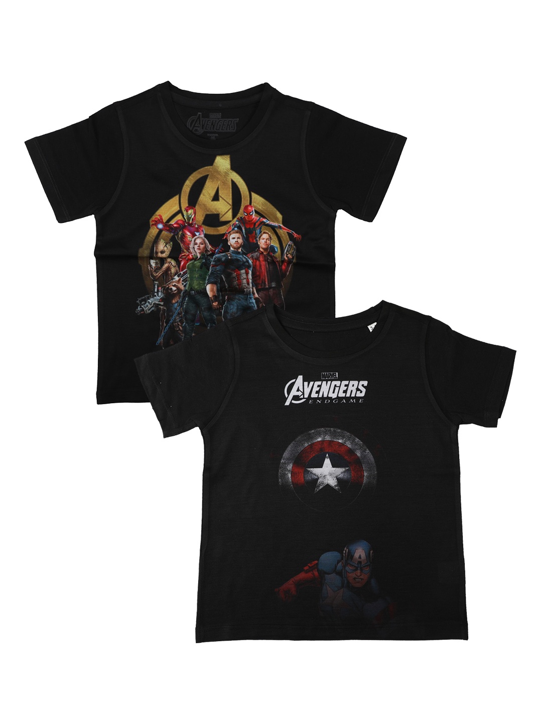 

Marvel by Wear Your Mind Boys Pack Of 2 Black Printed Round Neck T-shirts