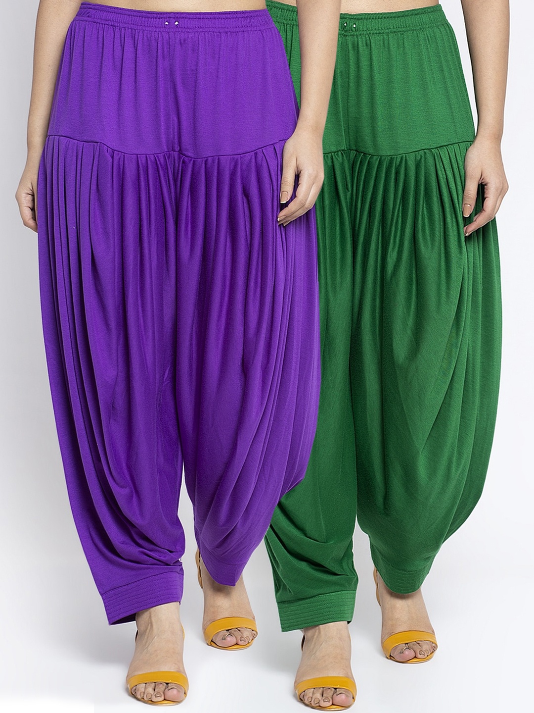 

GRACIT Women Pack of 2 Solid Patialas, Green
