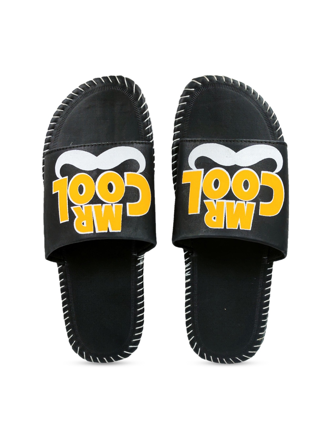 

Pampy Angel Men Black & Yellow Printed Sliders