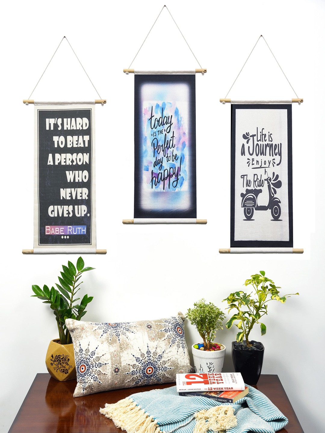 

BELLA TRUE Set Of 3 Digital Printed Wall Hanging, Black