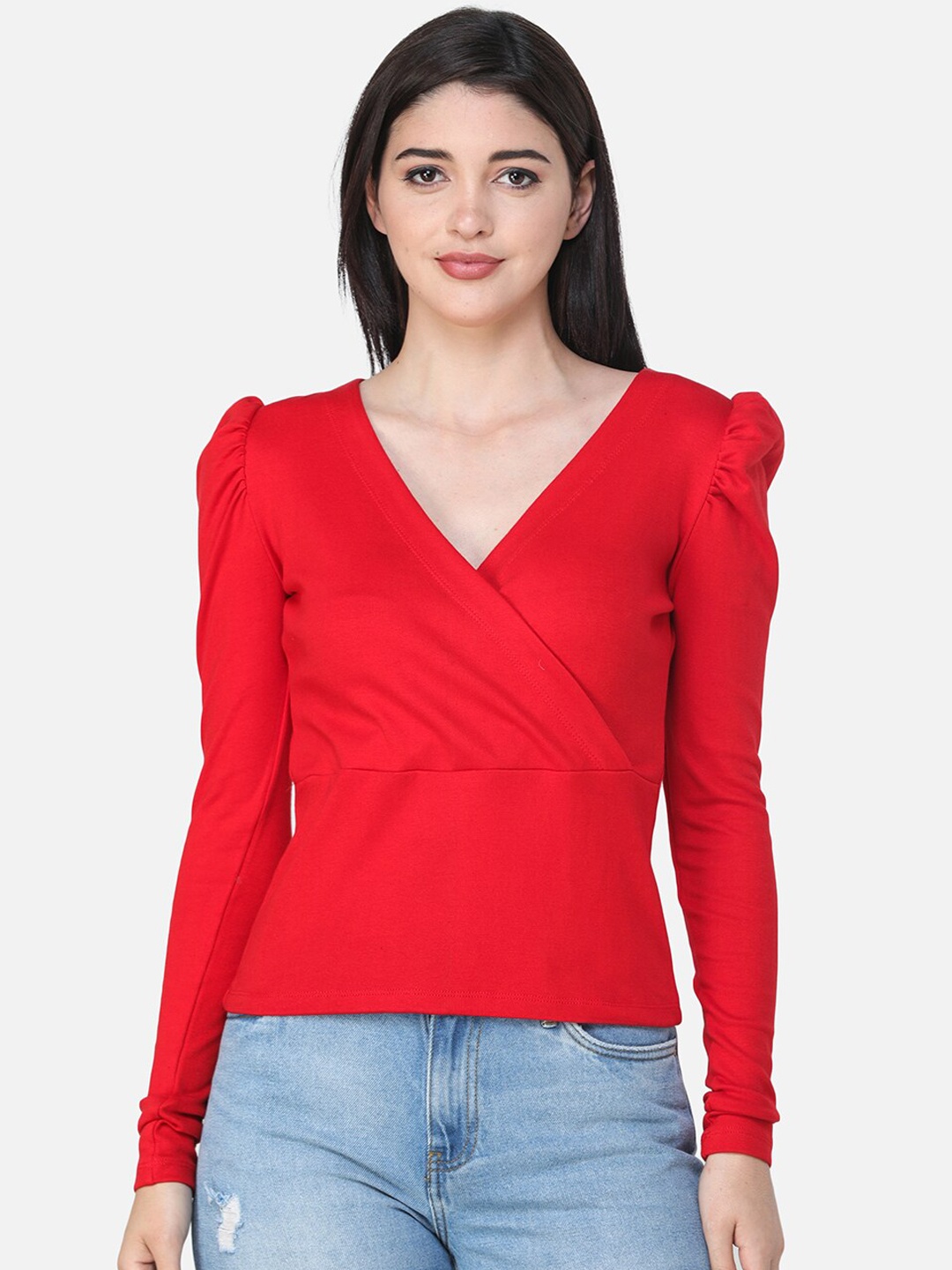 

SCORPIUS Women Red Solid Top