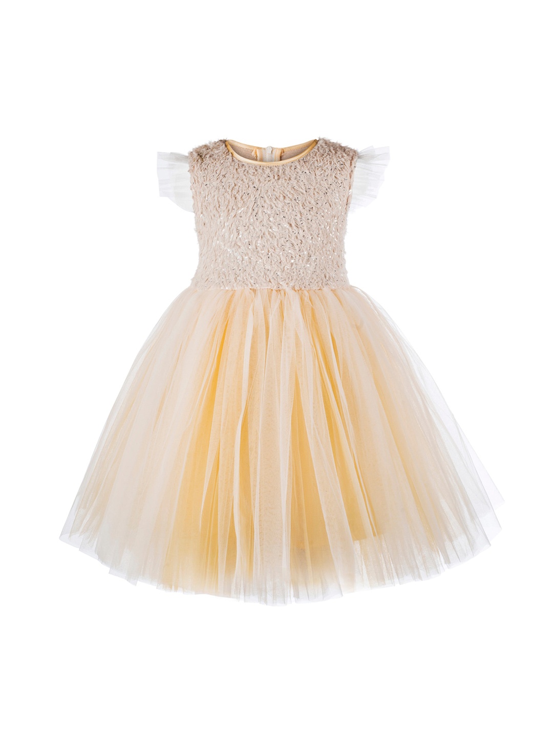 

Toy Balloon kids Girls Gold-Toned Self Design Fit and Flare Dress