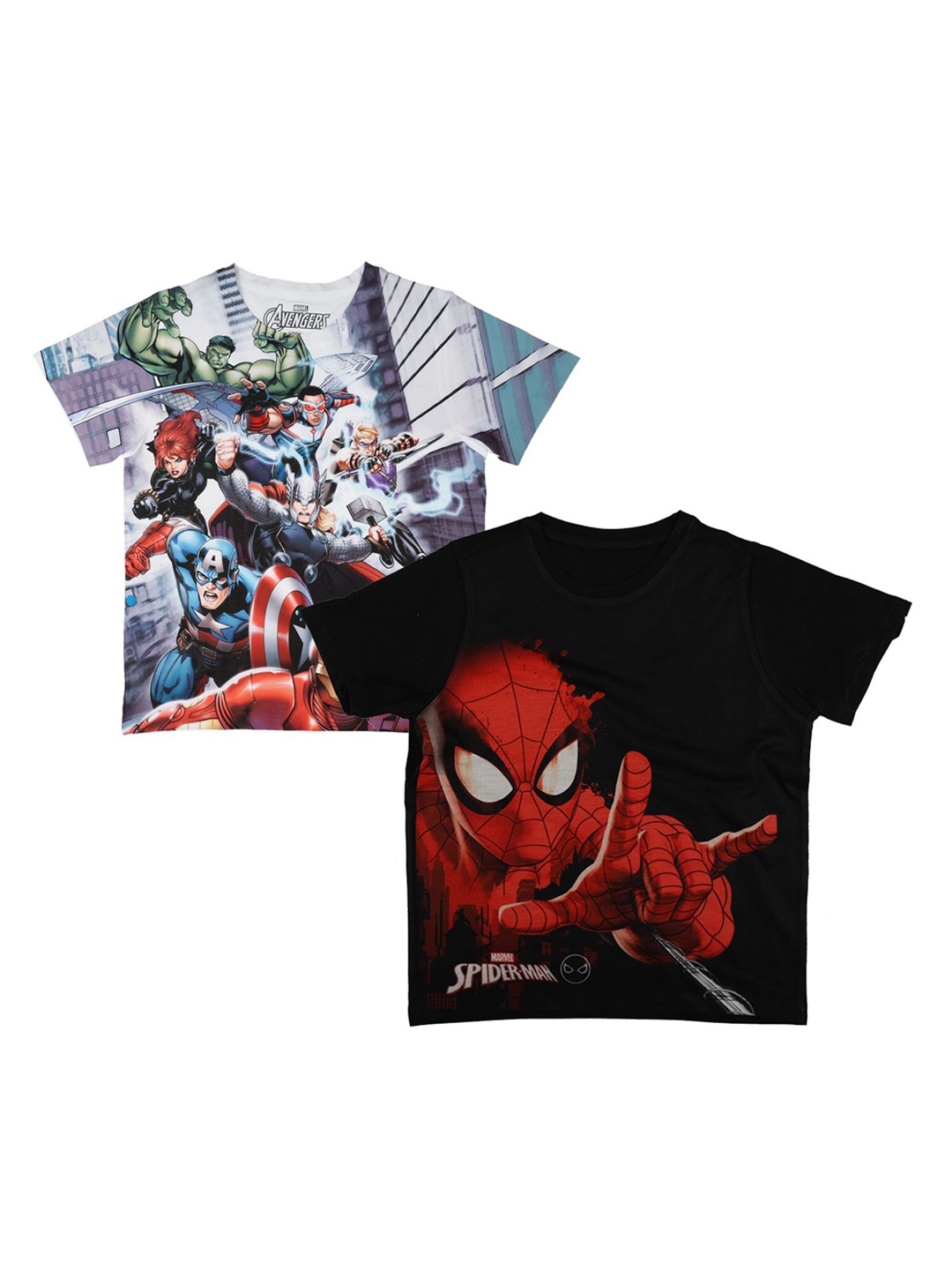 

Marvel by Wear Your Mind Boys Pack Of 2 White Printed Round Neck T-shirts