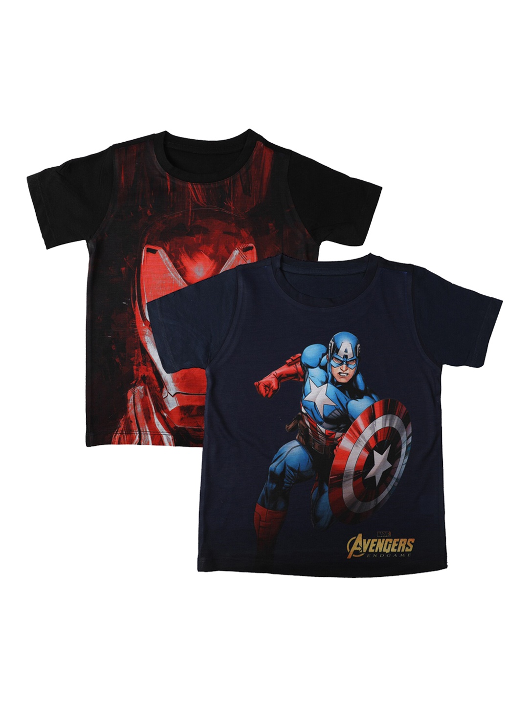 

Marvel by Wear Your Mind Boys Pack of 2 Printed Round Neck T-shirts, Black