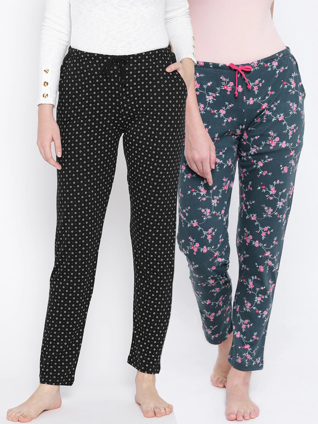 

Kanvin Women Pack Of 2 Printed Lounge Pants, Teal