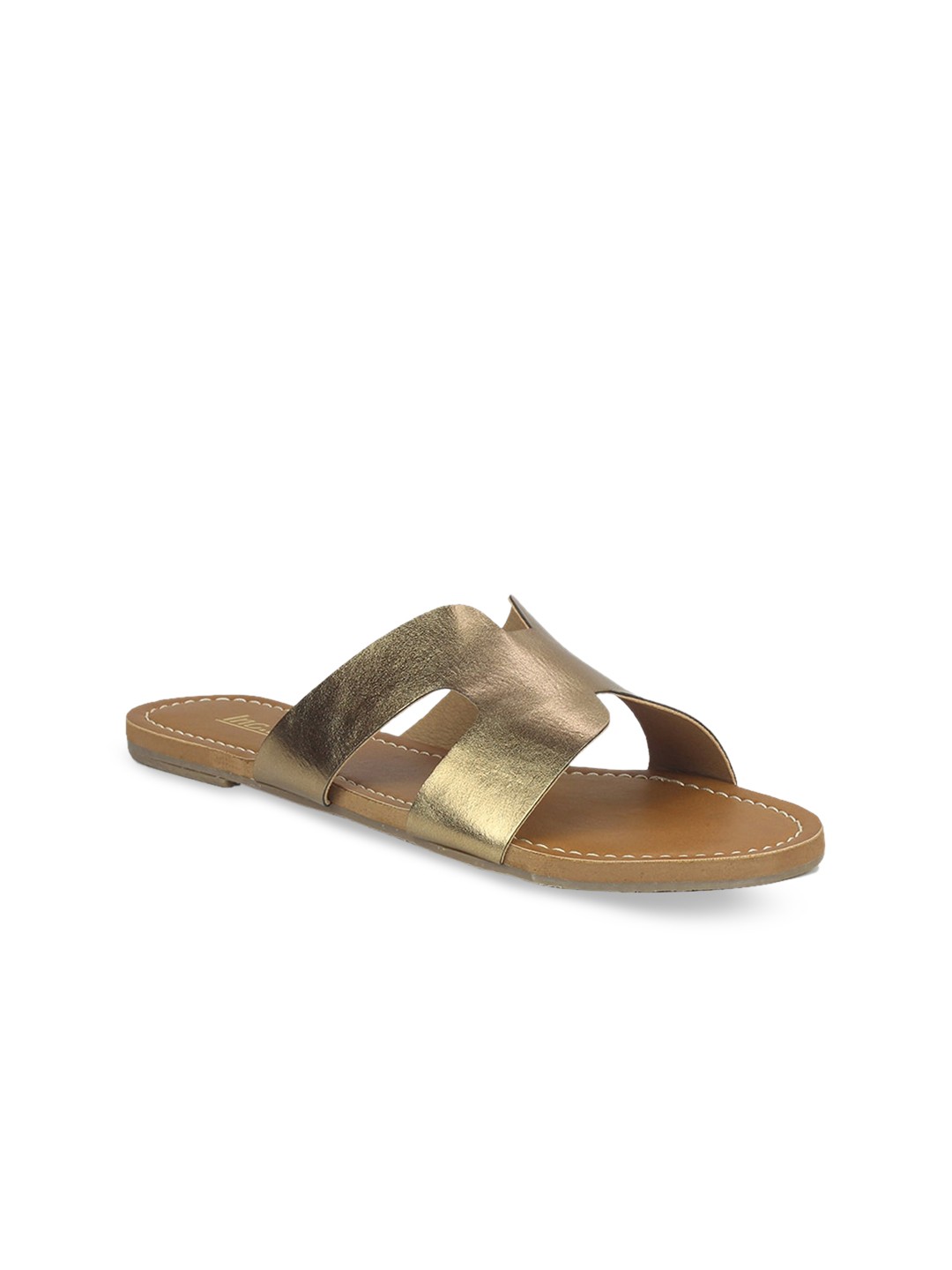 

Inc 5 Women Gold-Toned Solid Open Toe Flats
