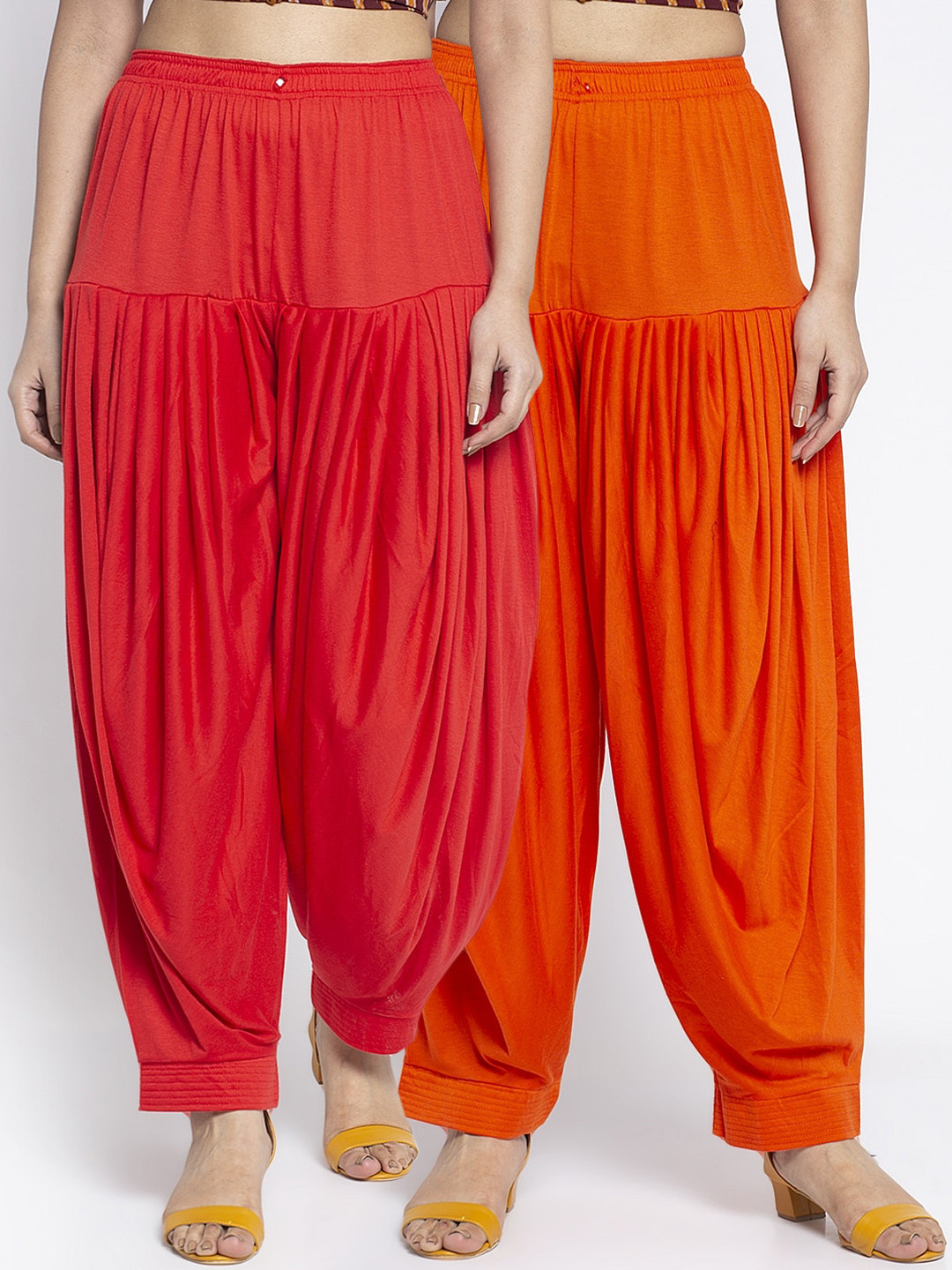 

GRACIT Women Pack of 2 Solid Patialas, Red
