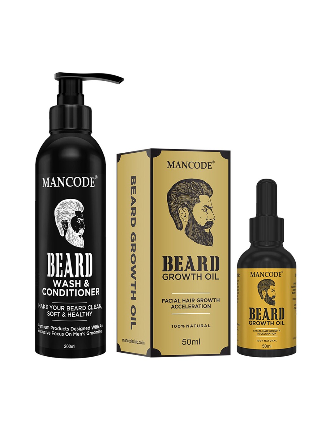 

MANCODE Beard Wash Conditioner & Growth Oil, Black