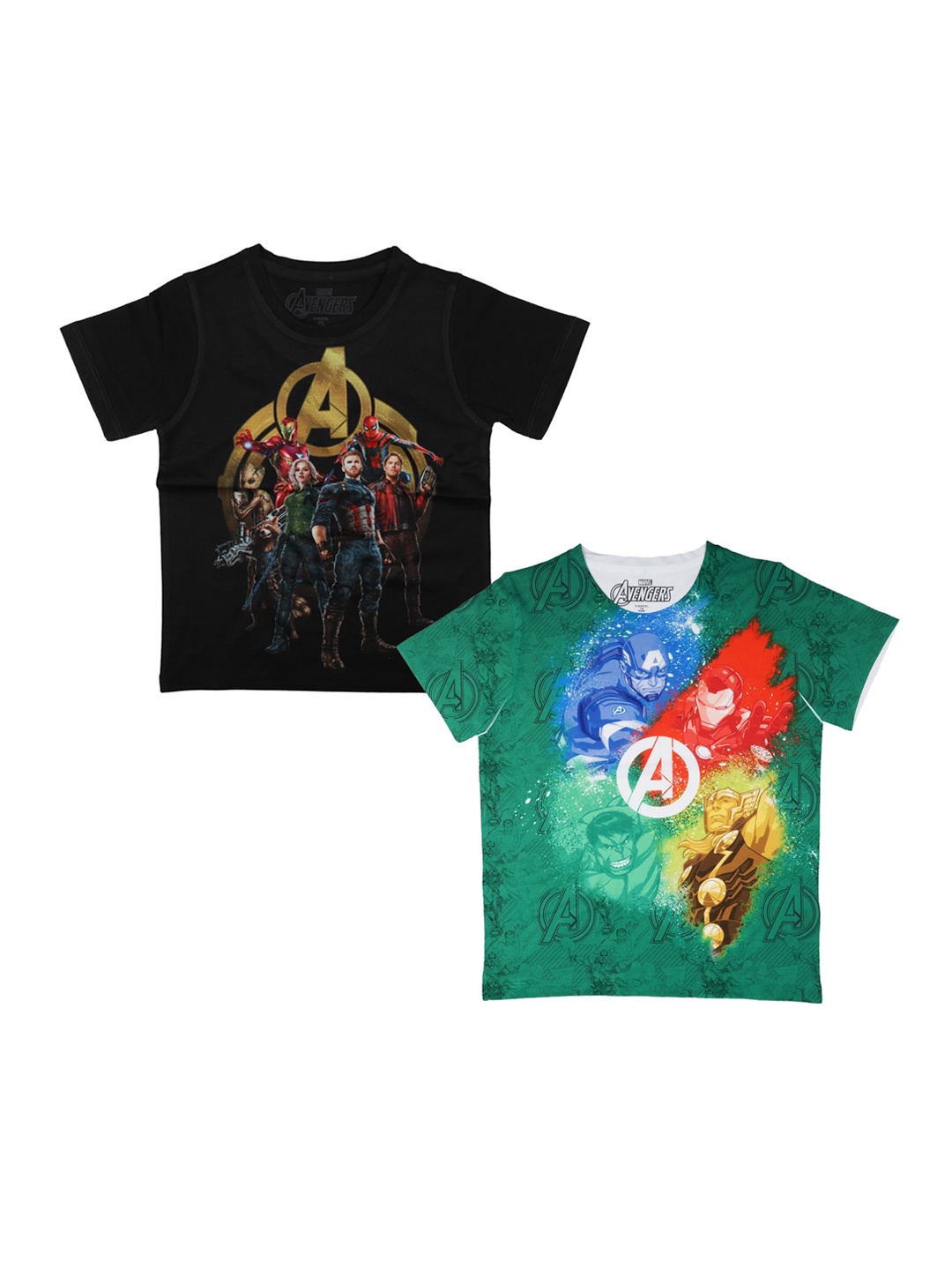

Marvel by Wear Your Mind Boys Pack Of 2 Black Printed Round Neck T-shirts