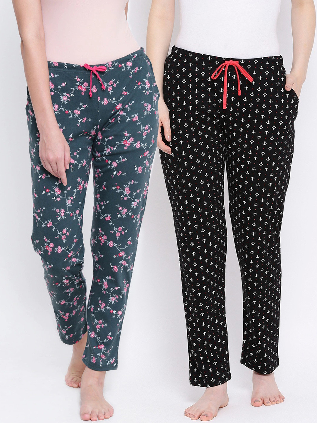 

Kanvin Women Pack Of 2 Printed Lounge Pants, Green