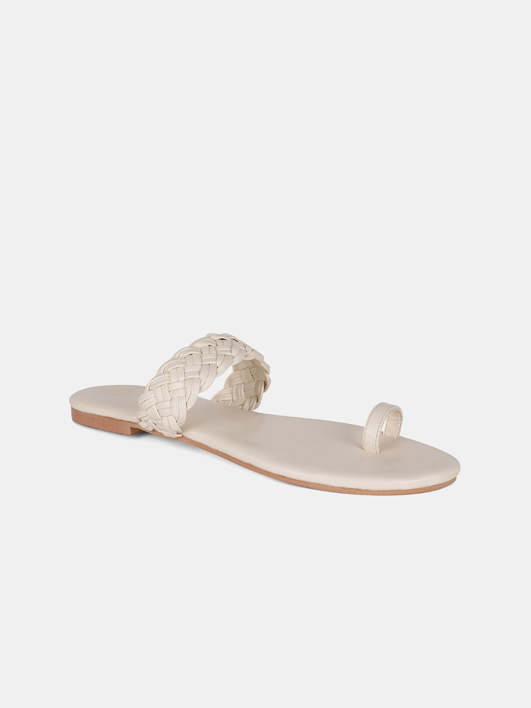

W Women Off-White Woven Design PU One Toe Flats