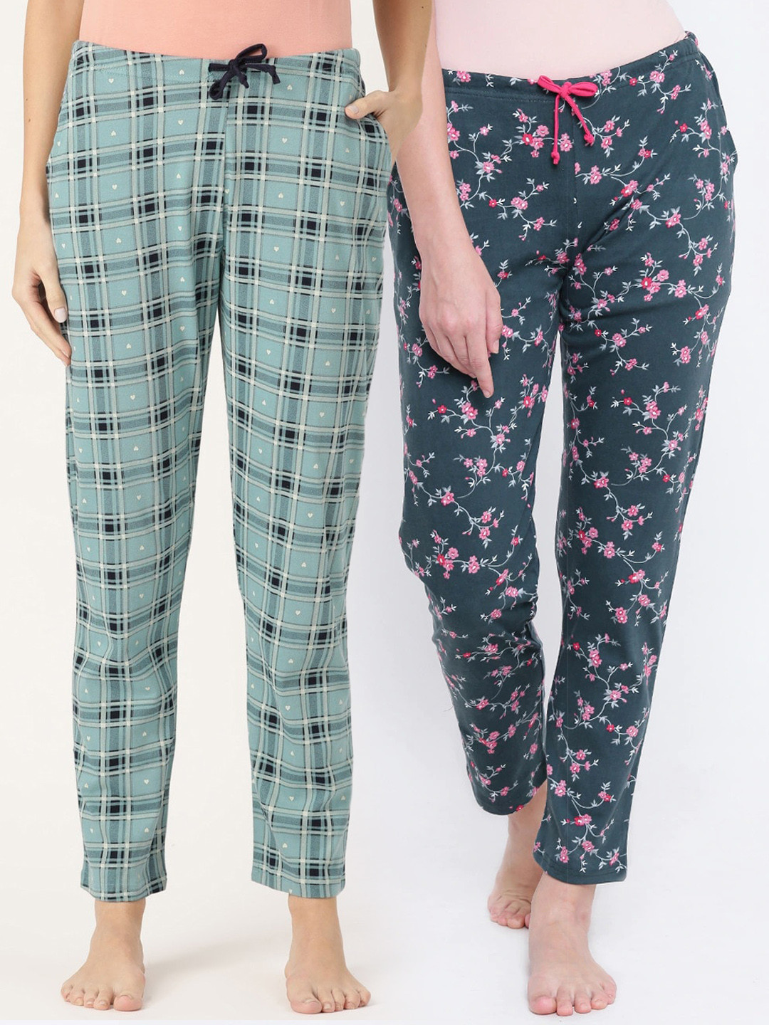 

Kanvin Women Pack of 2 Printed Lounge Pants, Green