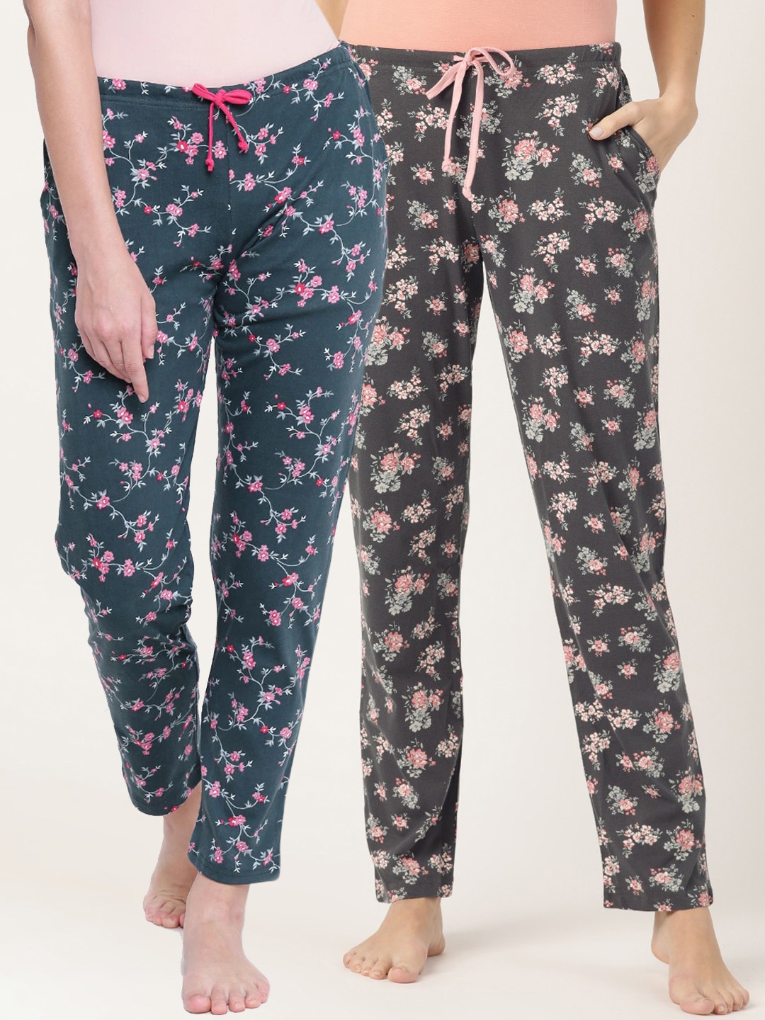 

Kanvin Women Pack Of 2 Printed Lounge Pants, Green