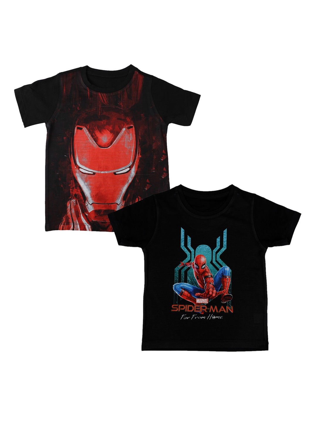 

Marvel by Wear Your Mind Boys Pack Of 2 Black Printed Round Neck T-shirts