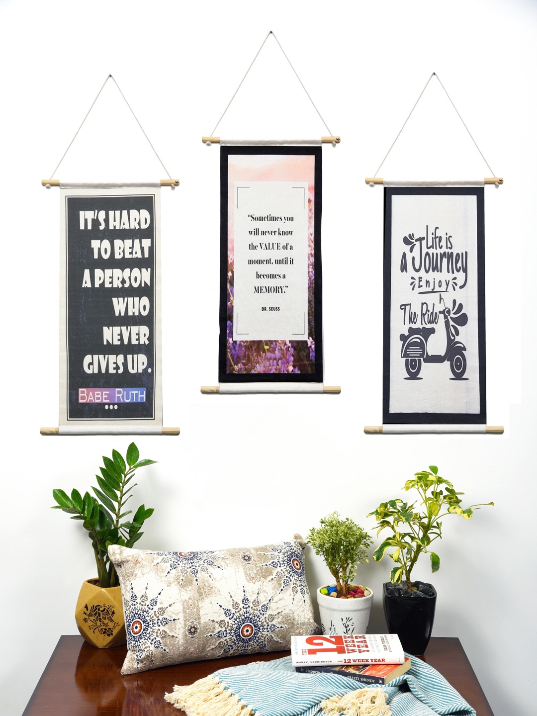 

BELLA TRUE Set Of 3 Black & White Digital Printed Wall Hangings