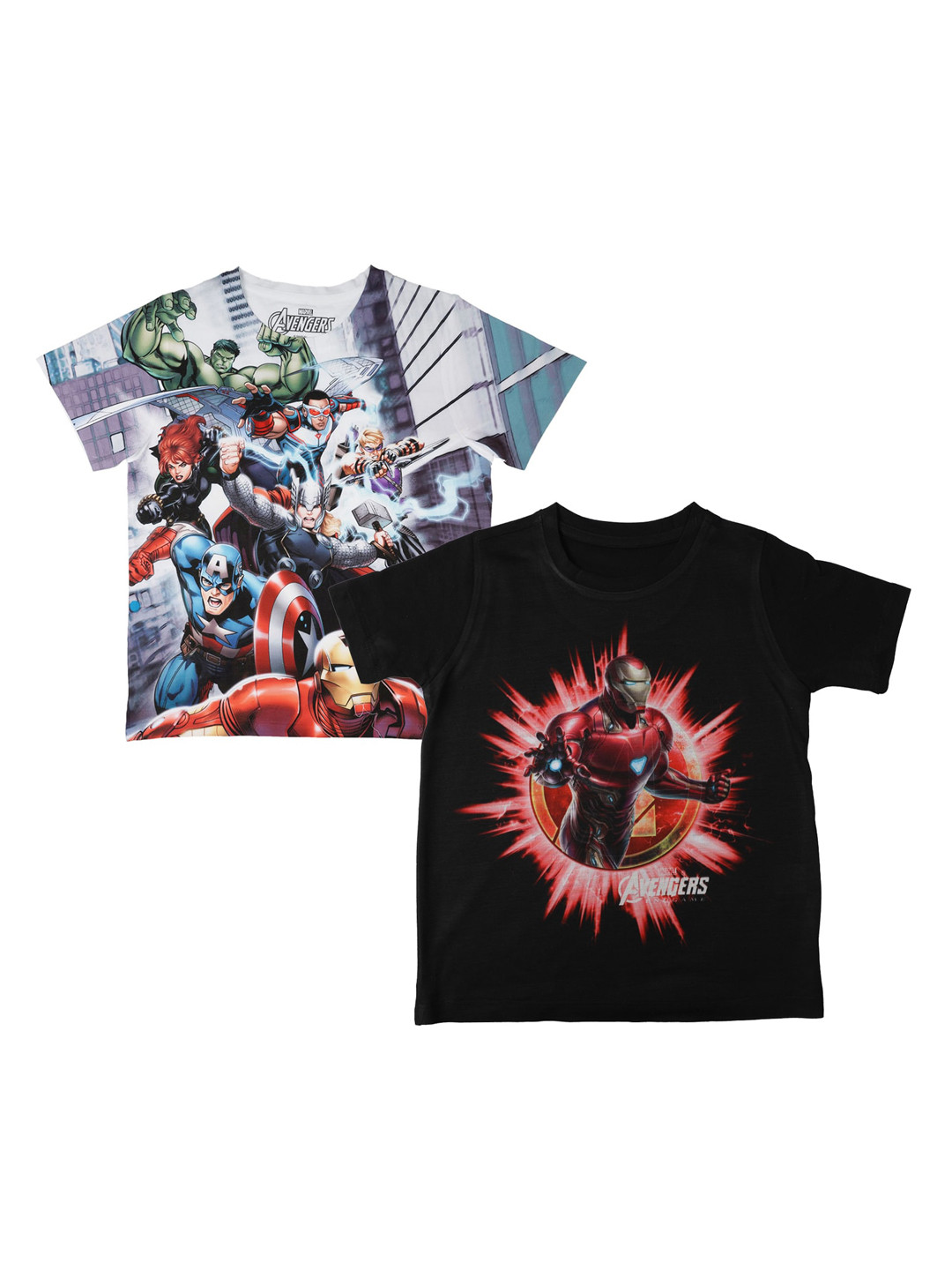 

Marvel by Wear Your Mind Boys Pack of 2 Printed Round Neck T-shirts, White