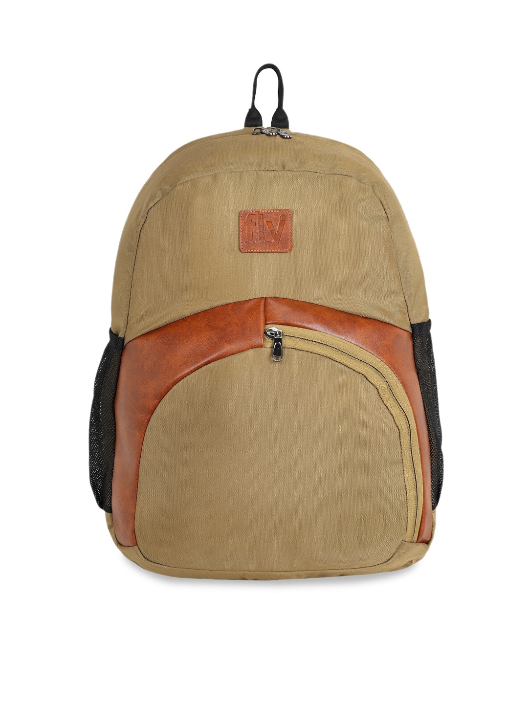 

Fly Fashion Unisex Khaki & Brown Colourblocked Backpack