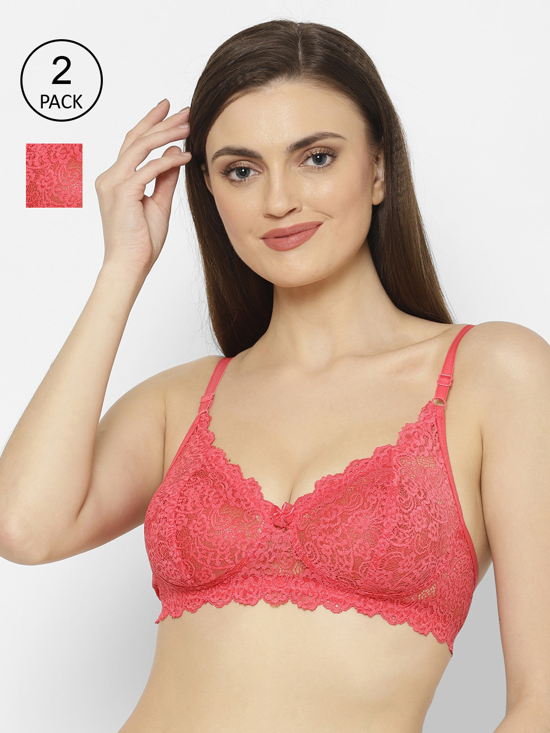 

Floret Coral Lace Non-Wired Non Padded T-shirt Bra Pack of 2