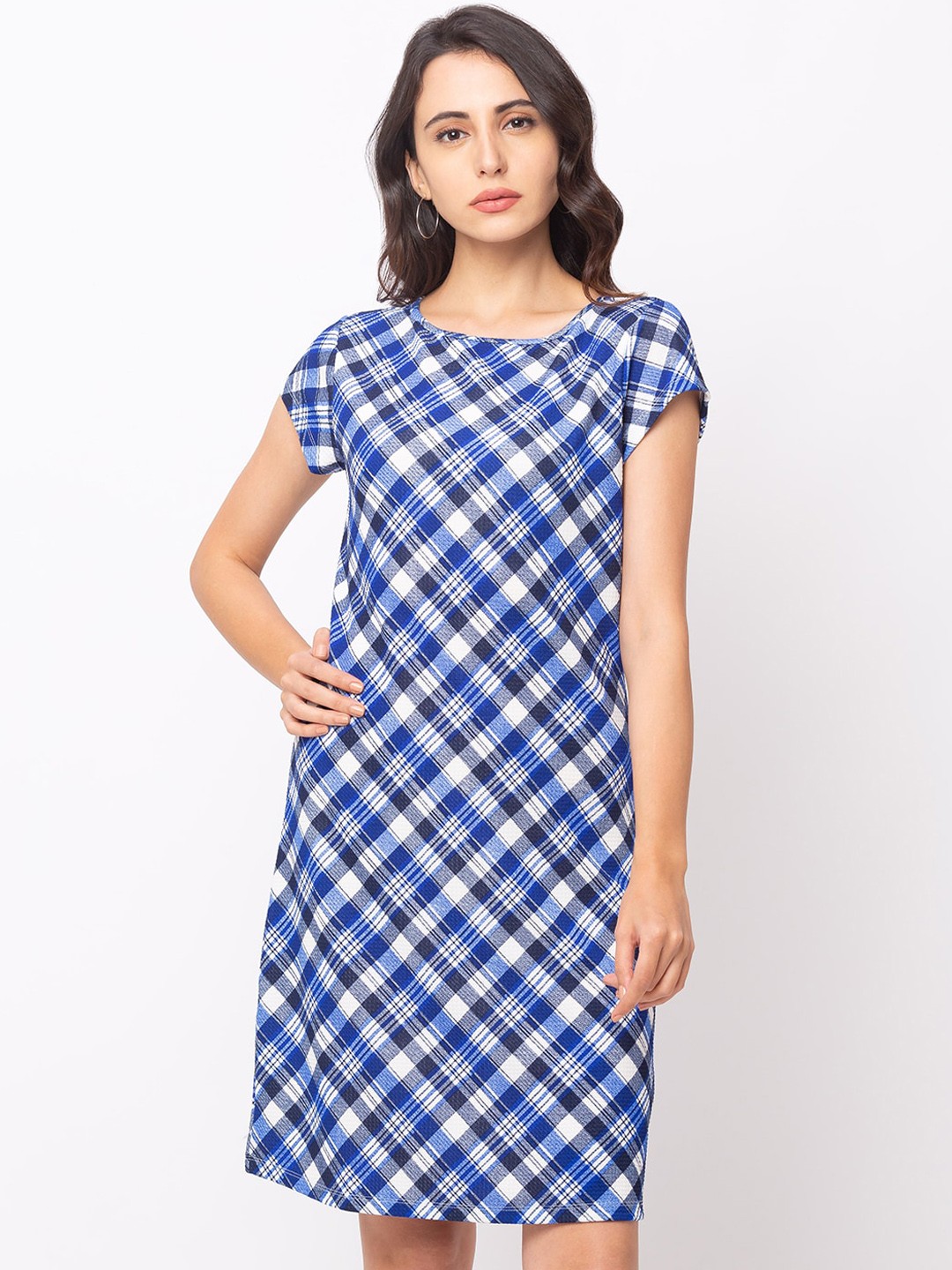 

Globus Women Blue Checked T-shirt Dress