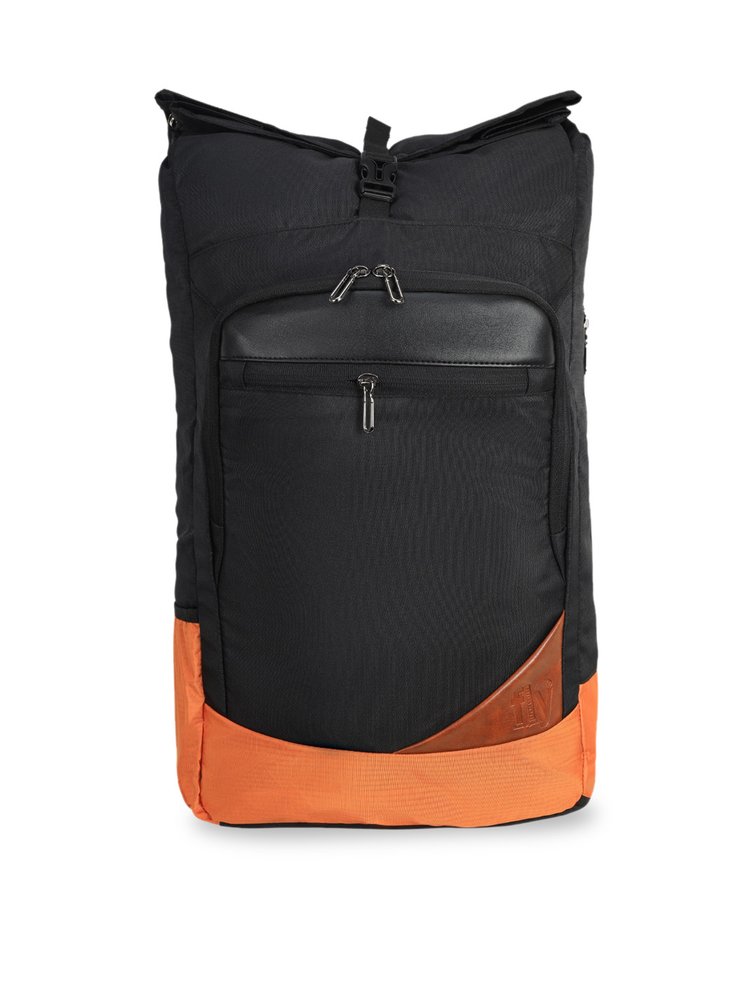 

Fly Fashion Unisex Black & Orange Colourblocked Backpack